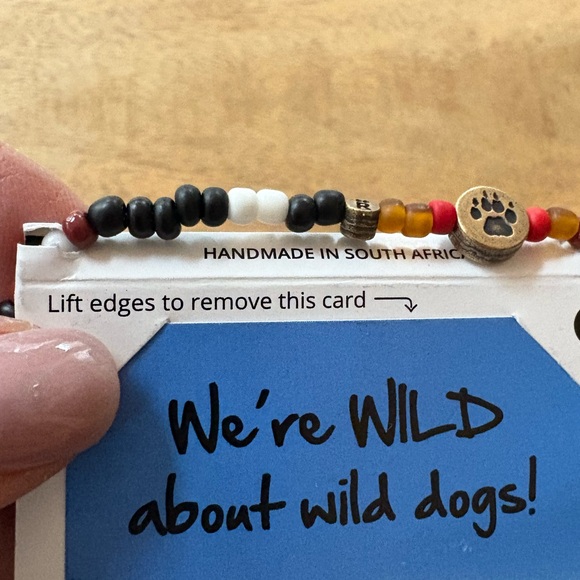 African Beaded Bracelet, Handmade in S. Africa to Support Endangered Wild Dogs - Picture 3 of 13
